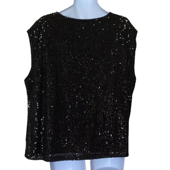 CALVIN KLEIN black sleeveless sequin top size 2X - Picture 3 of 7